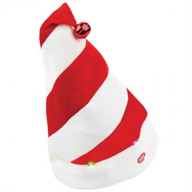 800x800 Branded Musical Santa Hat With Lights. Promotional Striped Father