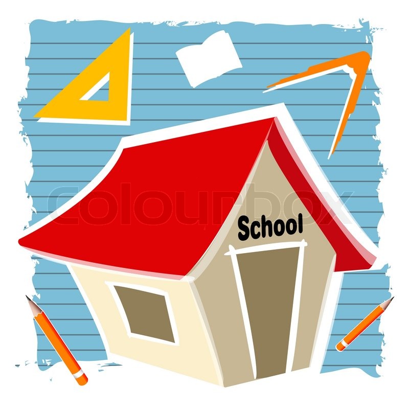 800x800 Illustration Of School Building With Education Elements Stock