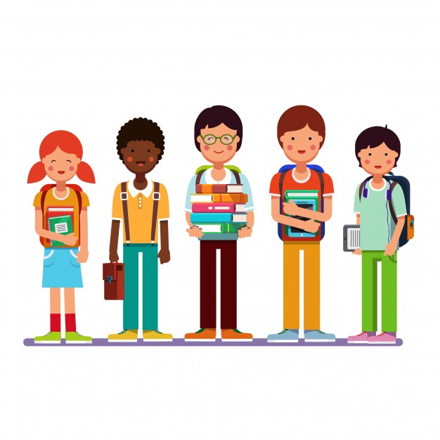 626x626 Multi Ethnic Group Of School Students Kids Vector Free Download
