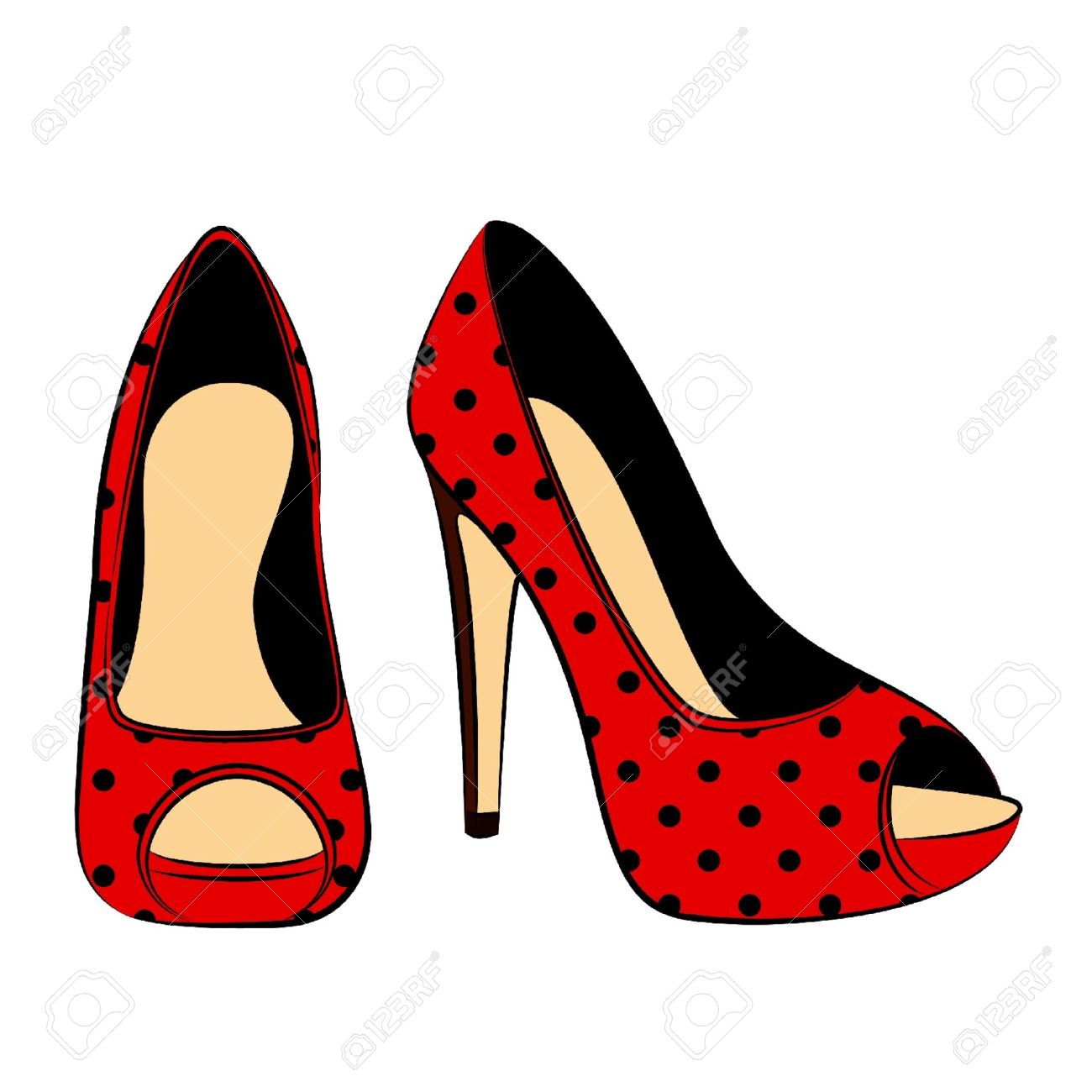 1300x1300 Vector Beautiful Pair Of Shoes With High Heel Royalty Free