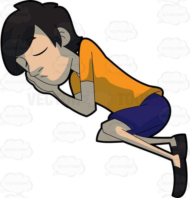 615x640 A Man Sleeping On His Side Cartoon Clipart