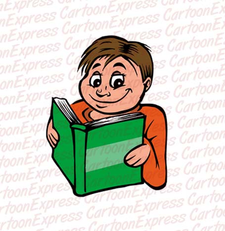 455x467 Cartoon Vector Illustration Of A Boy Reading Book