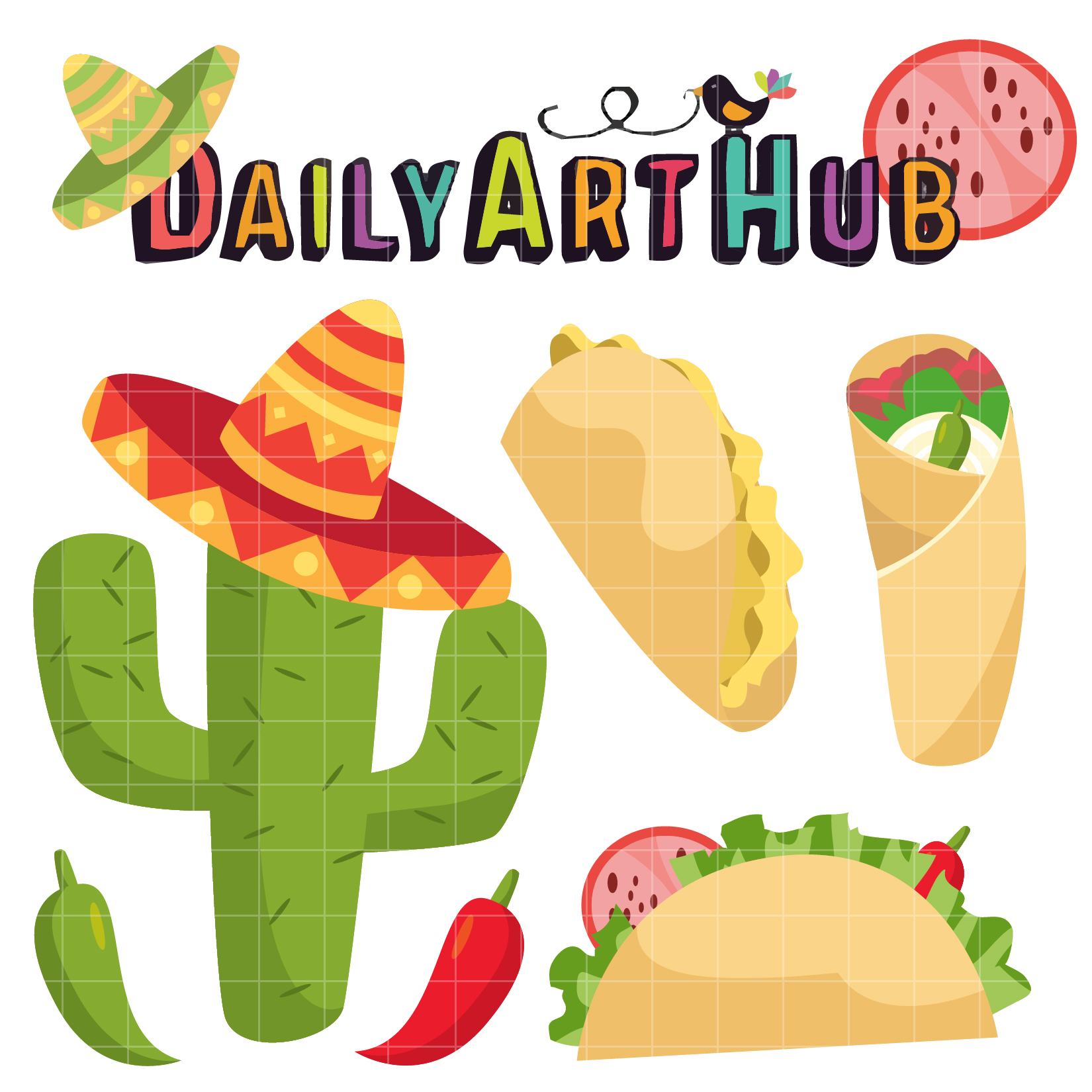 1650x1650 Free Delicious Taco Clip Art Set Svg Cutting Files