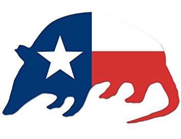 355x273 Armadillo Shaped Texas Flag Sticker (Tx Funny Decal