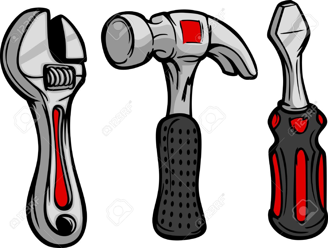 1300x982 Cartoon Image Of Home Repair Tools Hammer, Wrench And Screwdriver
