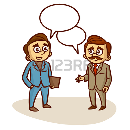 450x450 Two Businessmen Talking About Business Clipart Royalty Free