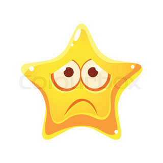 320x320 Confused Emotional Face Of Yellow Star, Cartoon Character Stock