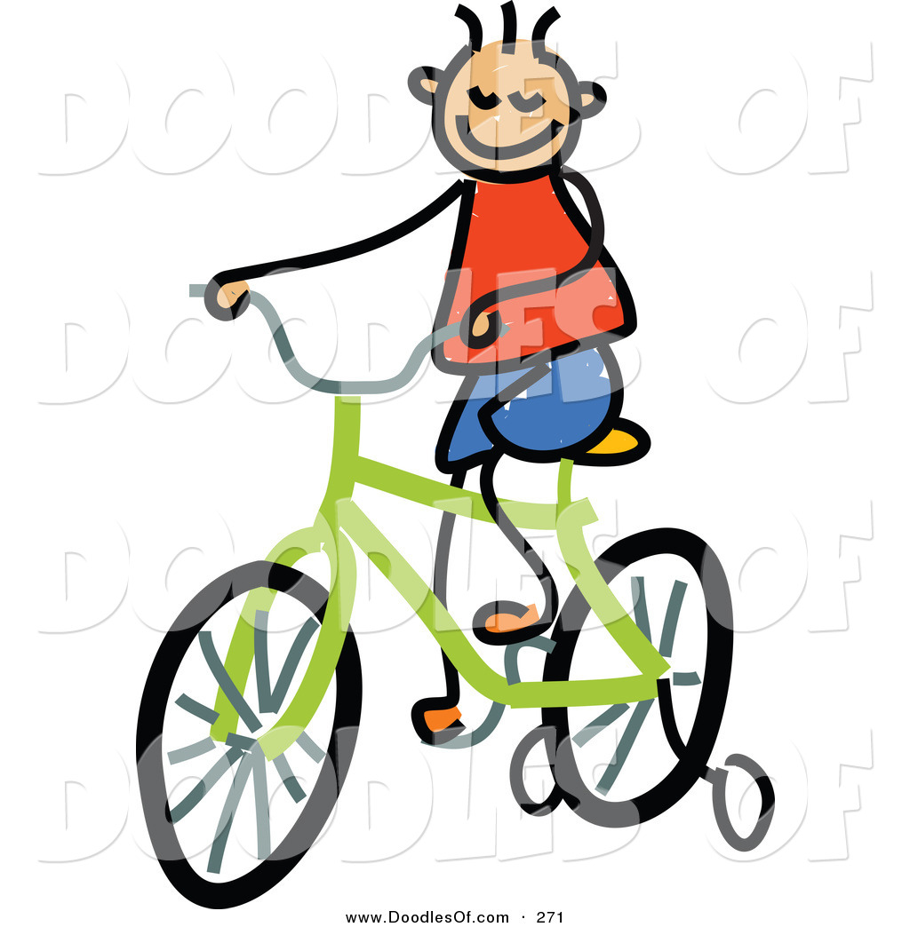 1024x1044 Vector Clipart Of A Childs Sketch Of A Happy Boy Riding A Bike By