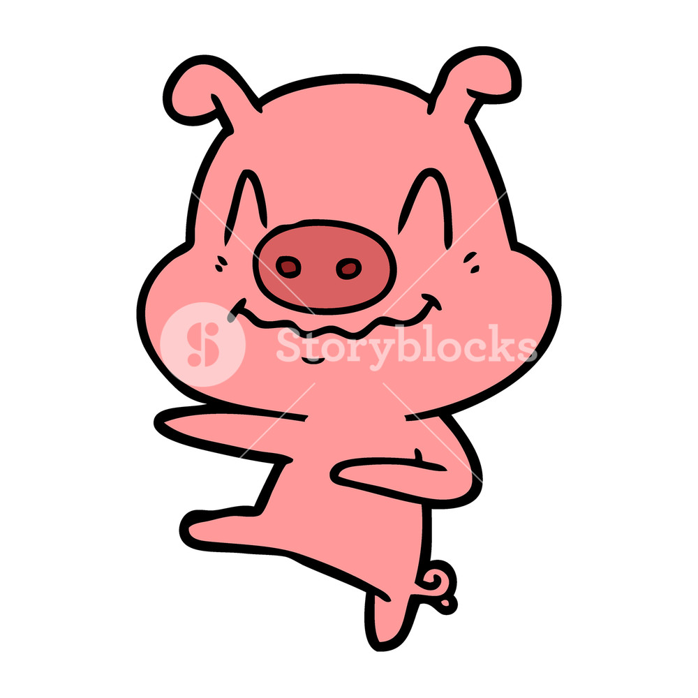 1000x1000 Nervous Cartoon Pig Dancing Royalty Free Stock Image
