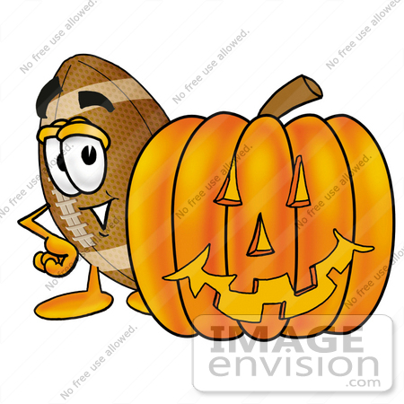 450x450 Clip Art Graphic Of A Football Cartoon Character With A Carved