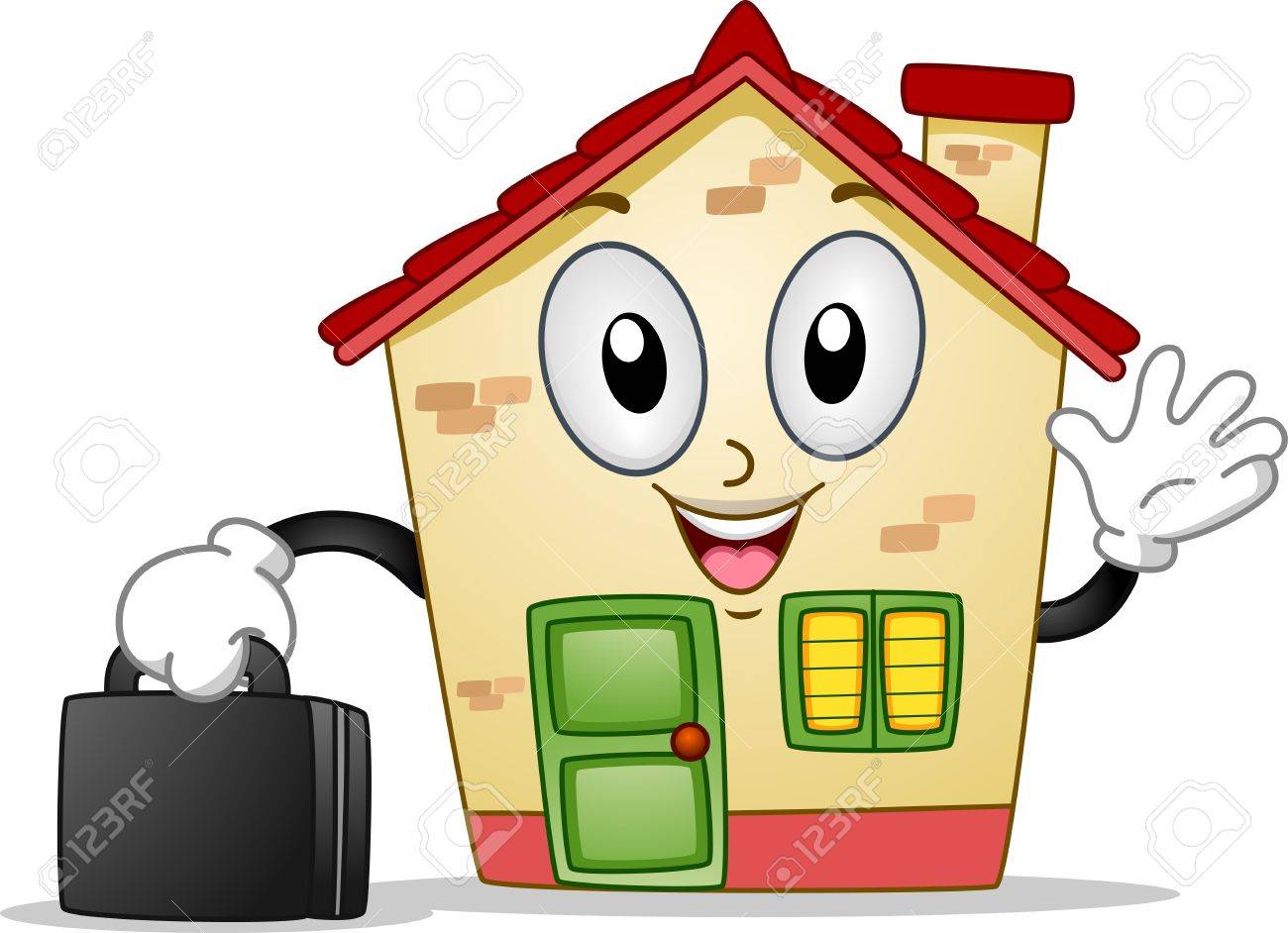 1300x942 Mascot Illustration Of A House Carrying A Briefcase Stock Photo