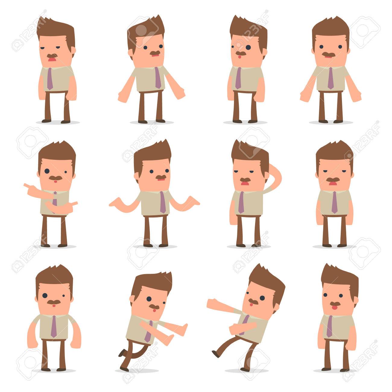 1300x1300 Set Of Confused And Sad Character Bookkeeper In Ignorance Poses