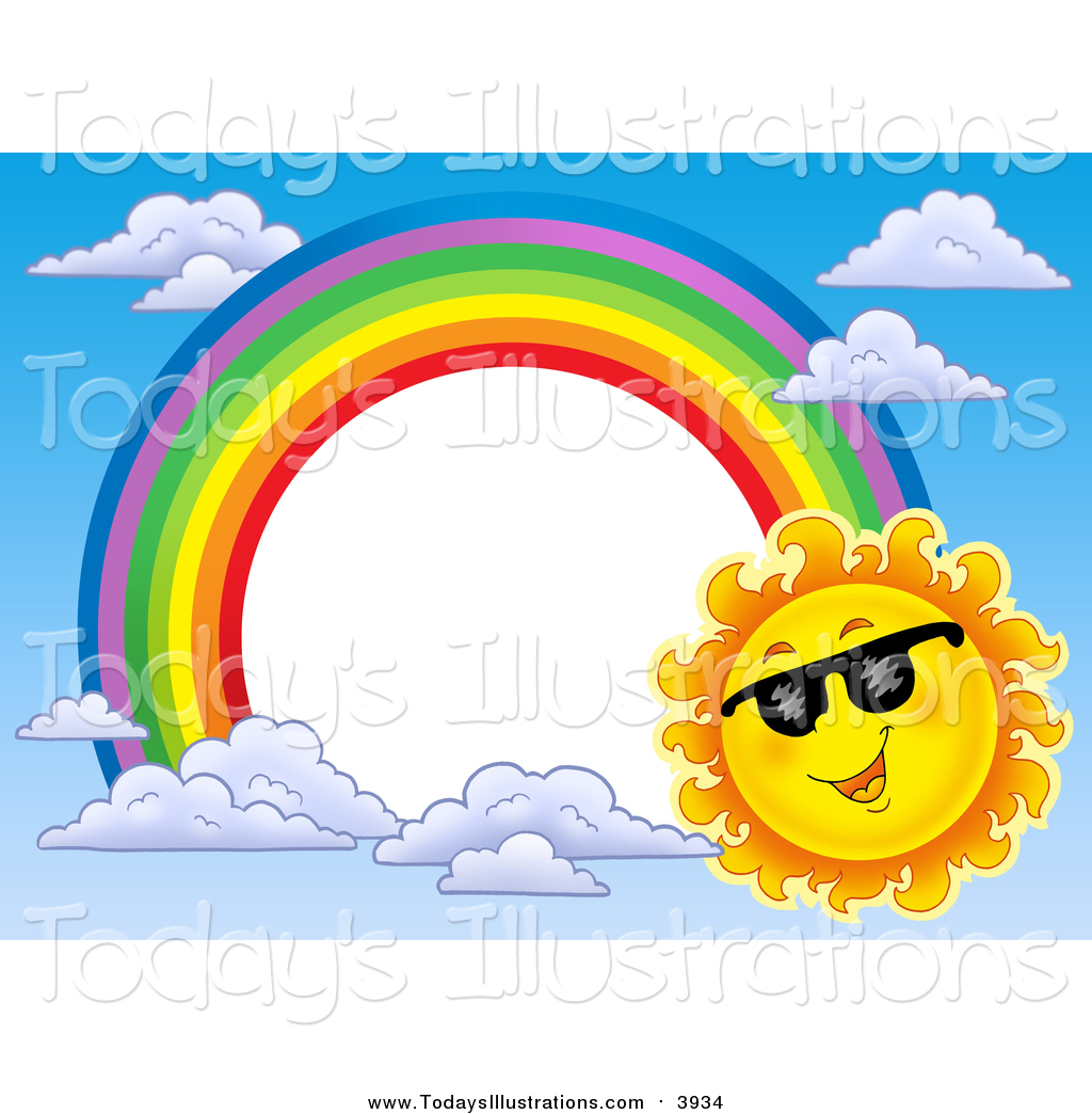1024x1044 Clipart Of A Sun And Rainbow Border Around White Space By Visekart
