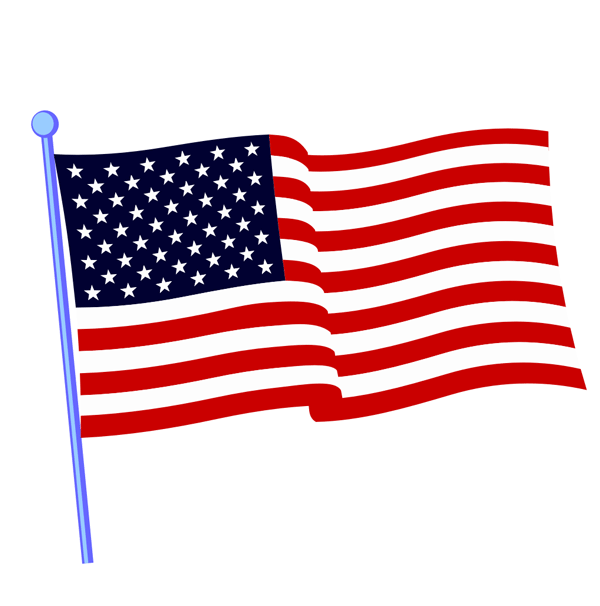 600x606 Illustration Of A Waving American Flag Against White Background