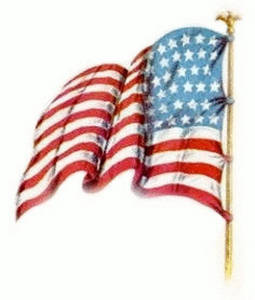 255x300 Vintage Clipart Image Of An American Flag, Facing Left, Waving