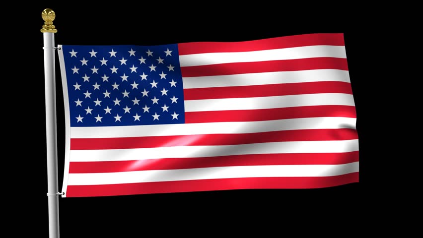 852x480 American Flag Waving In The Wind Isolated On Black Background