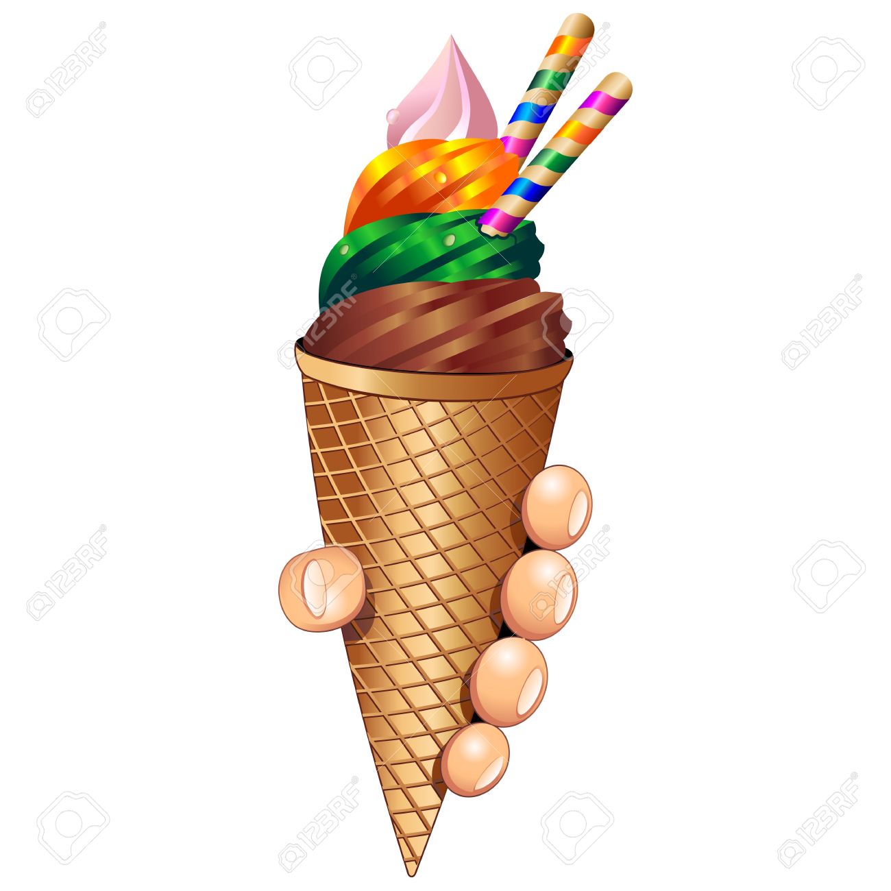 1300x1300 Hand Holding Colorful Ice Cream Cone Royalty Free Cliparts