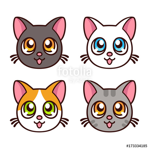 500x500 Cute Anime Cats Set Stock Image And Royalty Free Vector Files