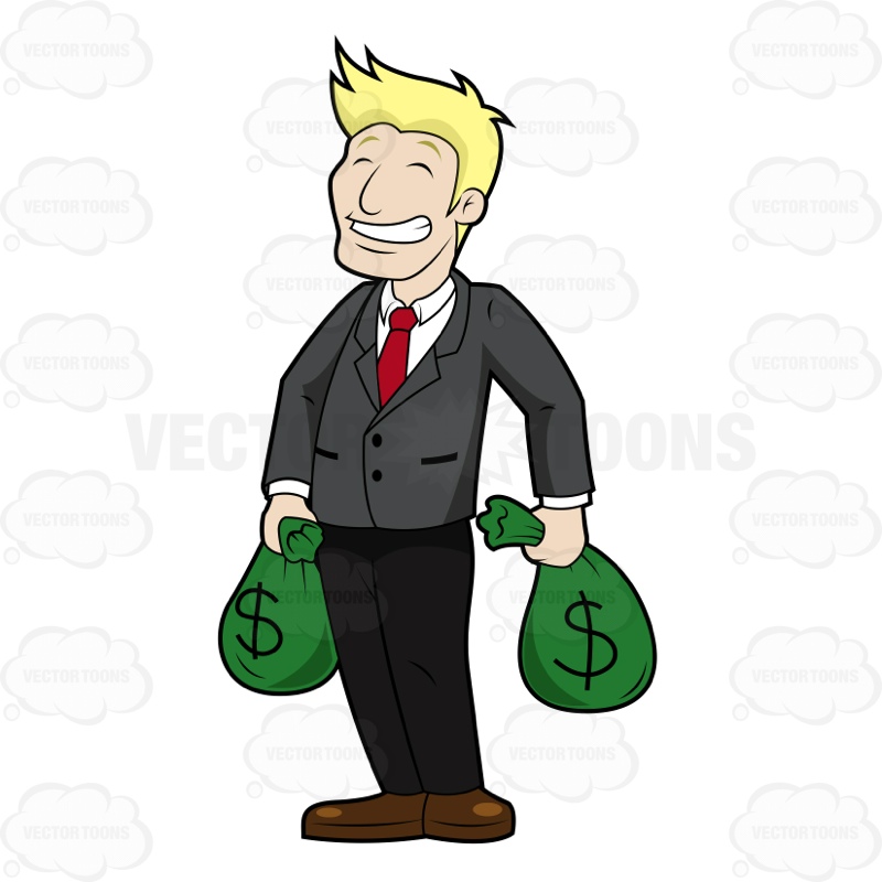800x800 Laughing Man Carrying Bags Of Money Cartoon Clipart
