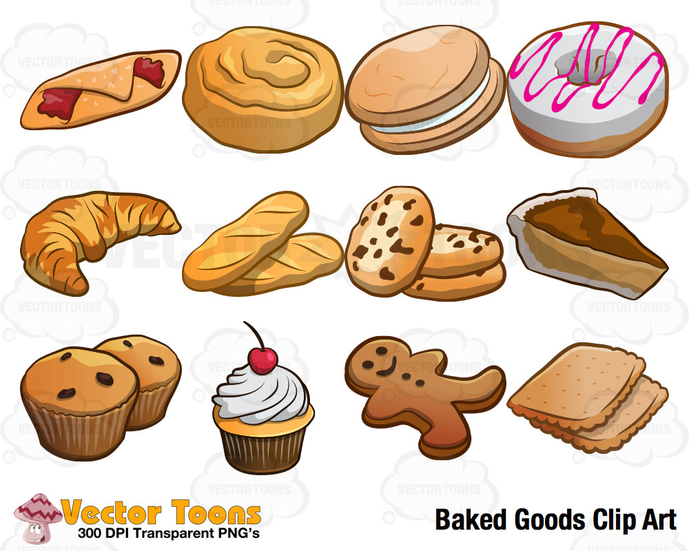 1000x800 Baked Goods Clip Art, Digital Clipart, Digital Graphics