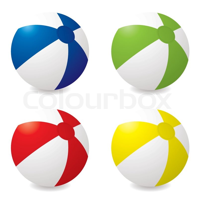 800x800 Collection Of Four Different Coloured Beach Balls With Drop Shadow
