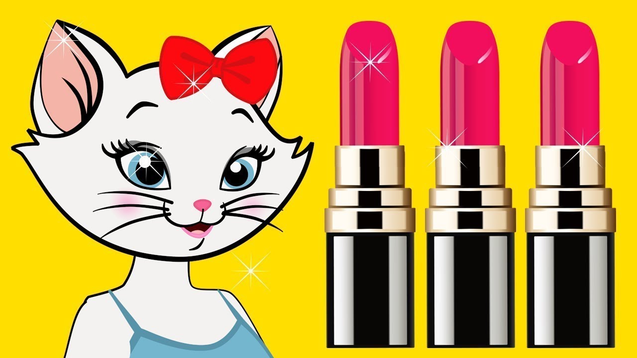 1280x720 Beautiful Cat Girl Doing Makeup And Dress Up. Learn Colors Cat