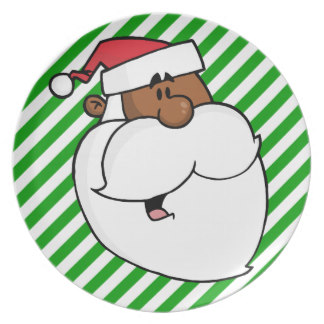 324x324 Black Santa Claus Plates Zazzle