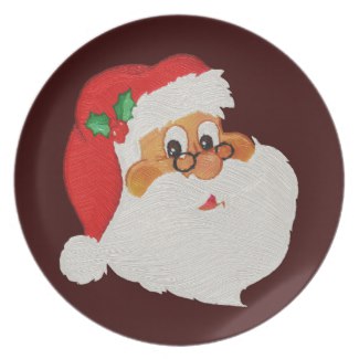 325x325 Black Santa Christmas Plates For Holiday Dining Christmas