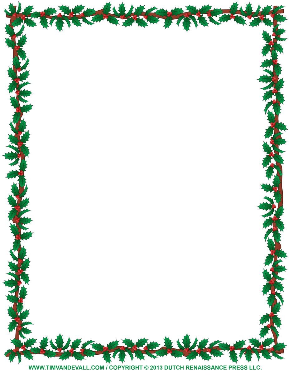 927x1200 Free Christmas Borders To Print Christmas Clipart Borders Holly