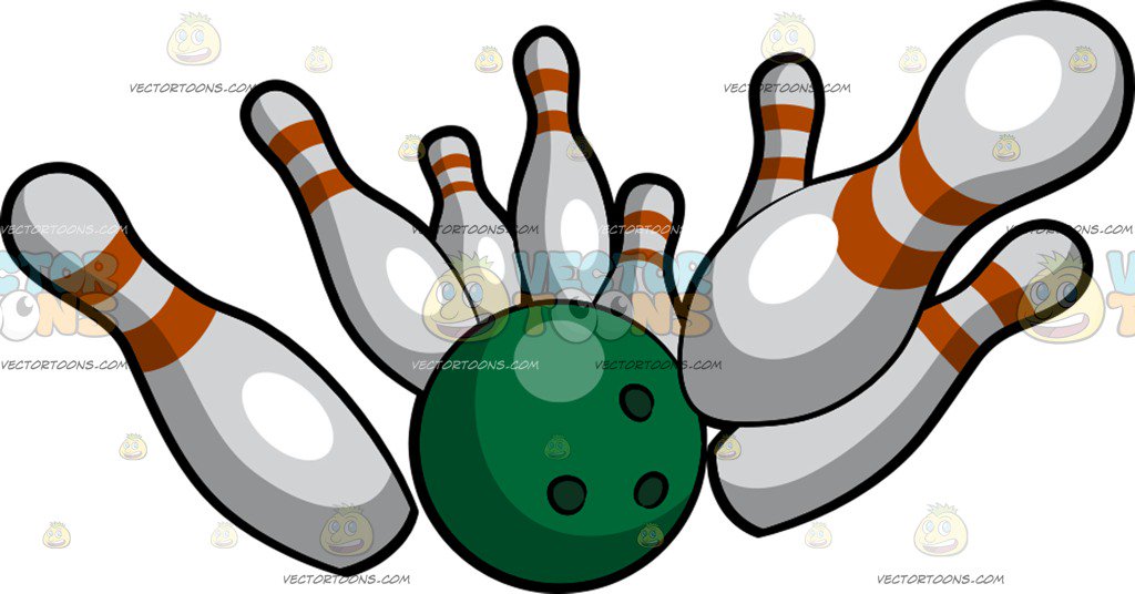 1024x536 A Bowling Ball Knocking Down Bowling Pins Cartoon Clipart