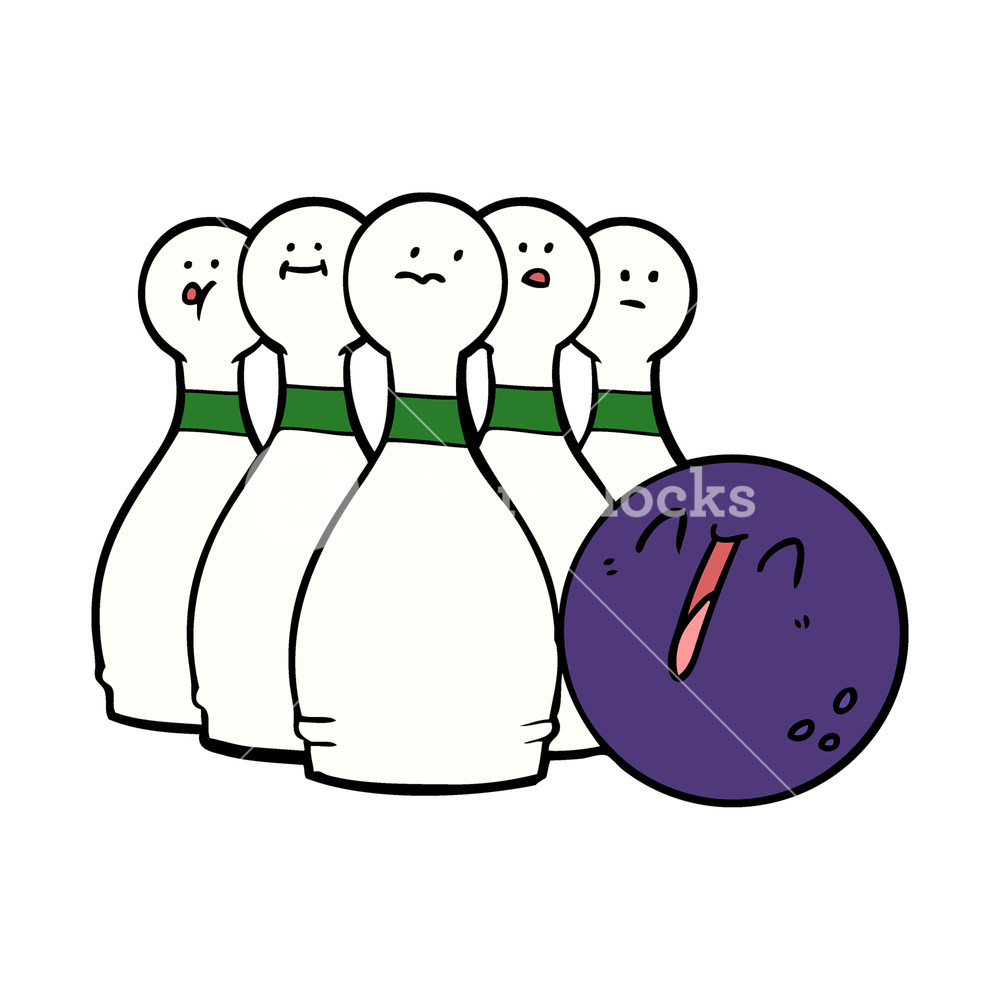 1000x1000 Cartoon Laughing Bowling Ball And Pins Royalty Free Stock Image