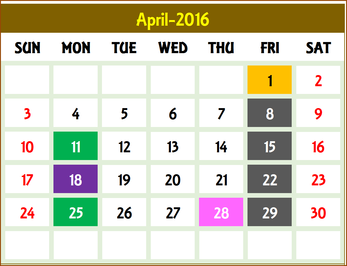 1123x861 Excel Calendar Template