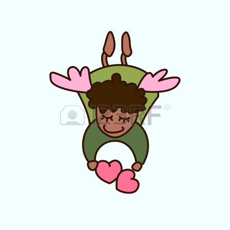 450x450 Vector Flying Angels And Cupids Around Pink Heart. Greeting