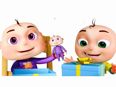 480x360 Five Little Babies Opening Gift Boxes Cartoon Animation