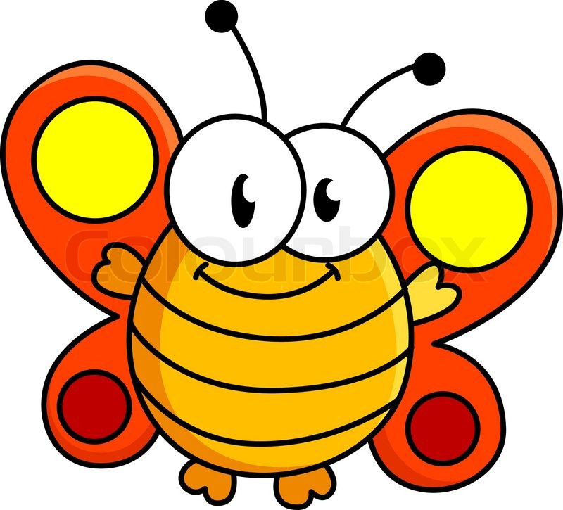 800x725 Funny Fat Smiling Butterfly Cartoon Vector Illustration Stock
