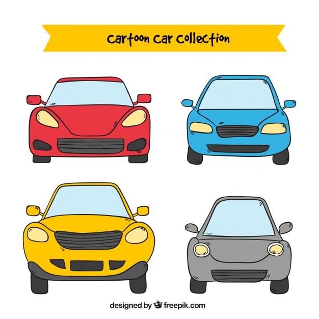 626x626 Front View Of Four Cartoon Cars Vector Free Download