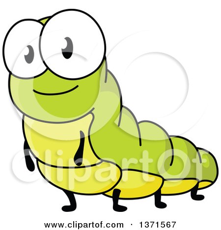 450x470 Clipart Of A Cartoon Smiling Green Caterpillar
