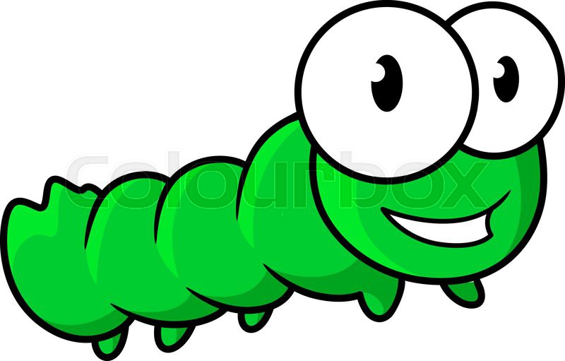 800x511 Green Caterpillar Insect Cartoon Character With Happy Smile