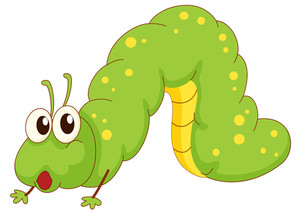 300x214 Illustration Of A Green Caterpillar Cartoon Royalty Free Stock