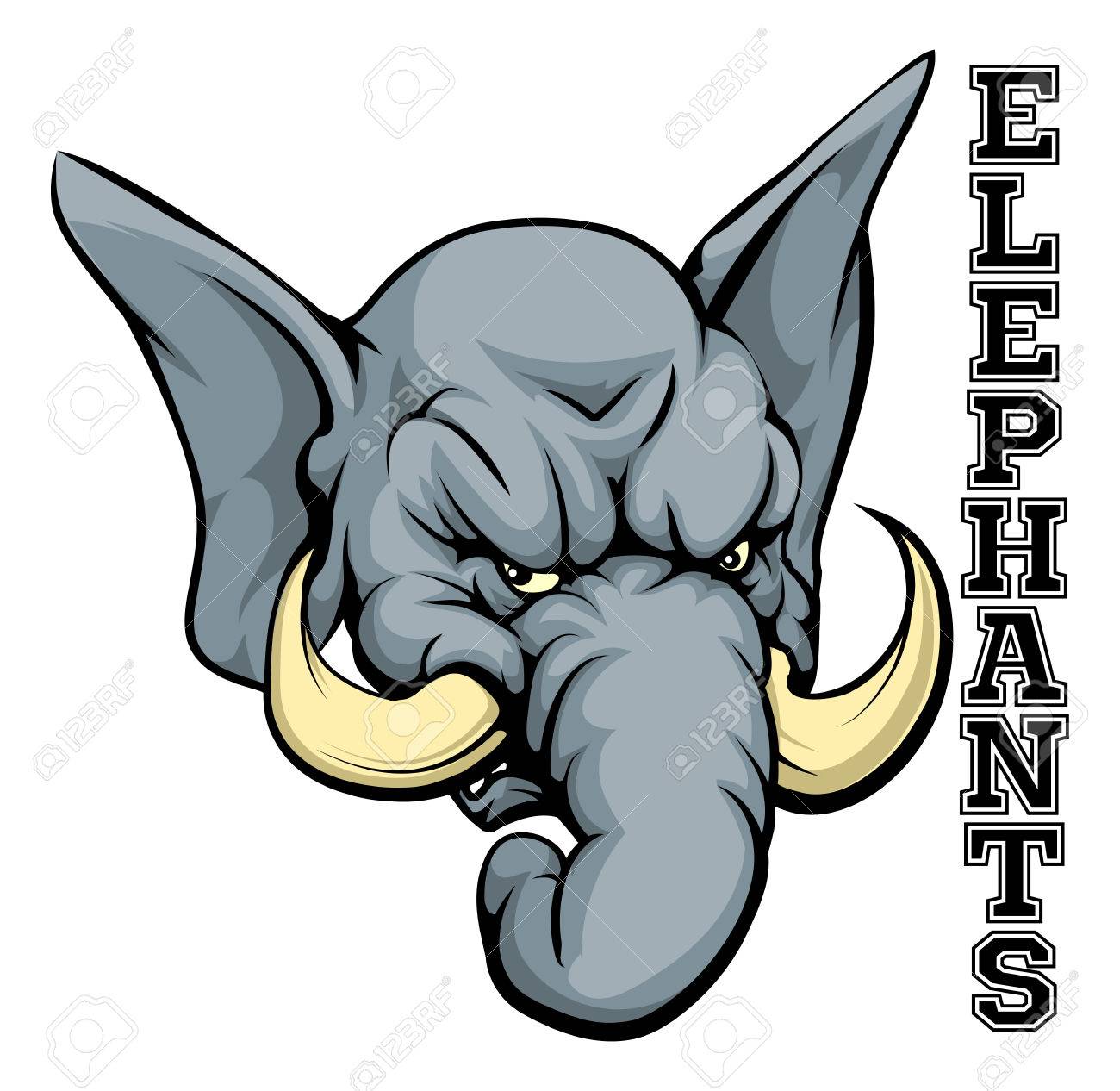 1300x1266 Cartoon Elephant Sports Team Mascot With The Text Elephants