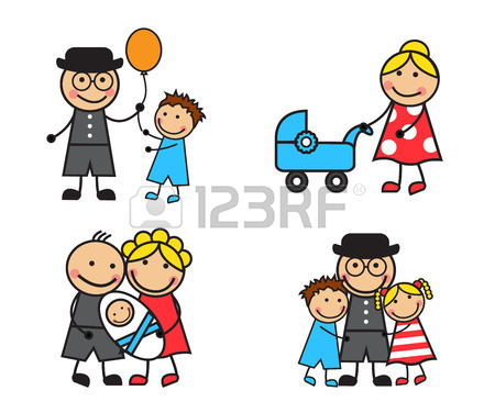 450x376 Black Silhouettes Of Families With Children On A White Background