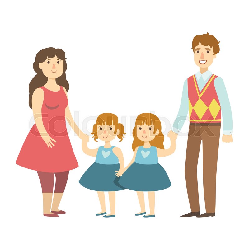 800x800 Father, Mother, Baby Boy And Little Daughter,, Illustration