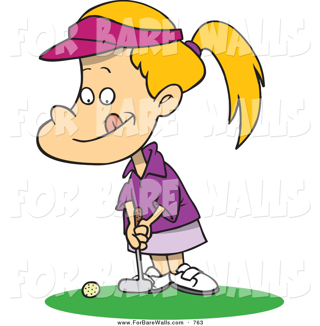 1024x1044 Printable Illustration Of A Cartoon Little Girl Mini Golfing By