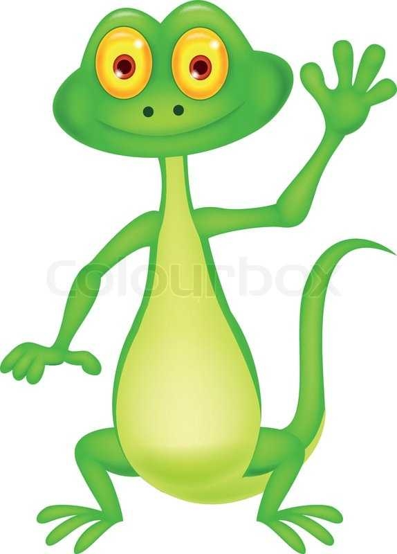 574x800 Cute Green Lizard Cartoon Waving Hand Stock Vector Colourbox