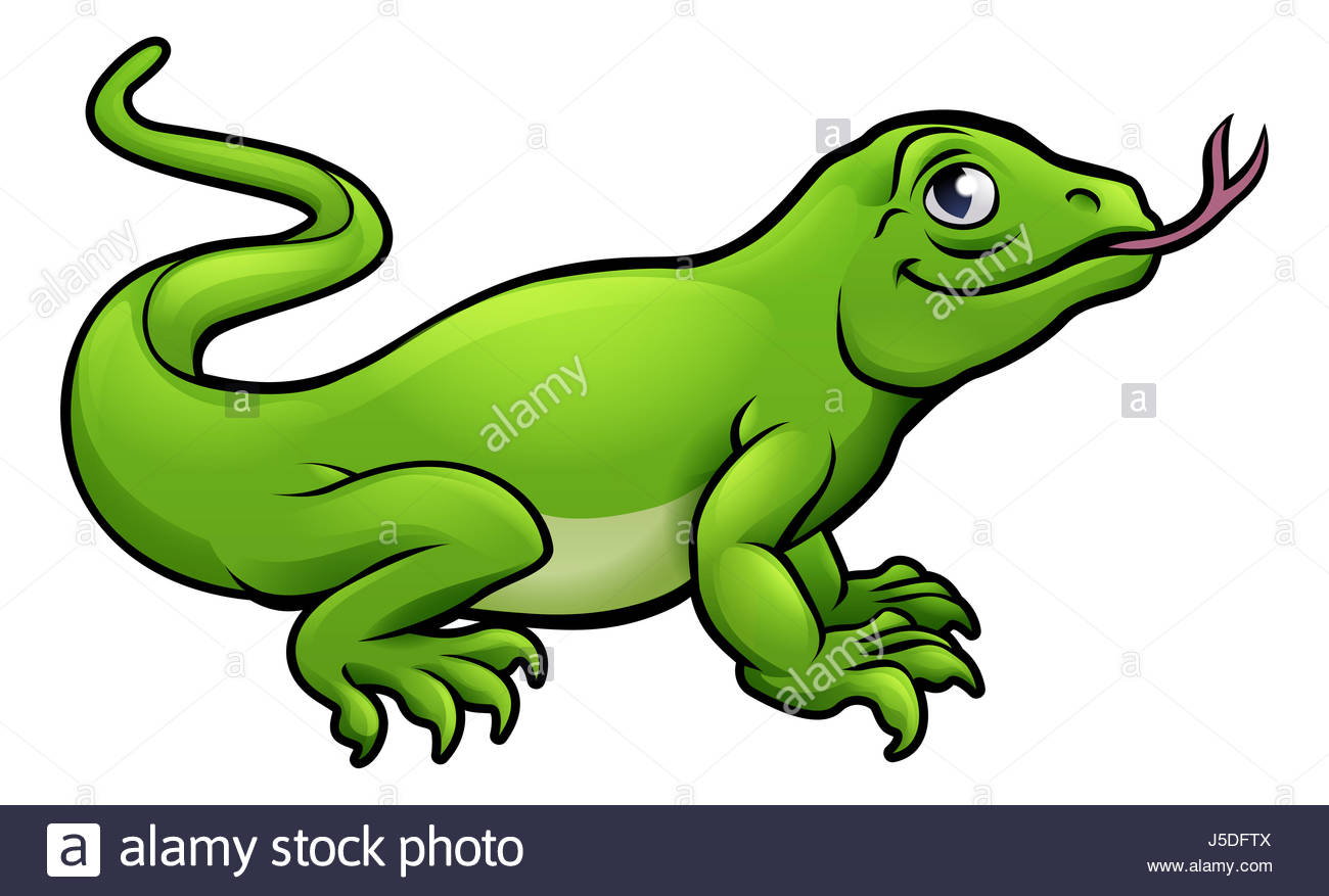 1300x877 An Illustration Of An Iguana Lizard Cartoon Character Stock Photo