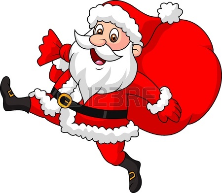 450x392 Santa Claus Cartoon Running With The Bag Of The Presents Royalty