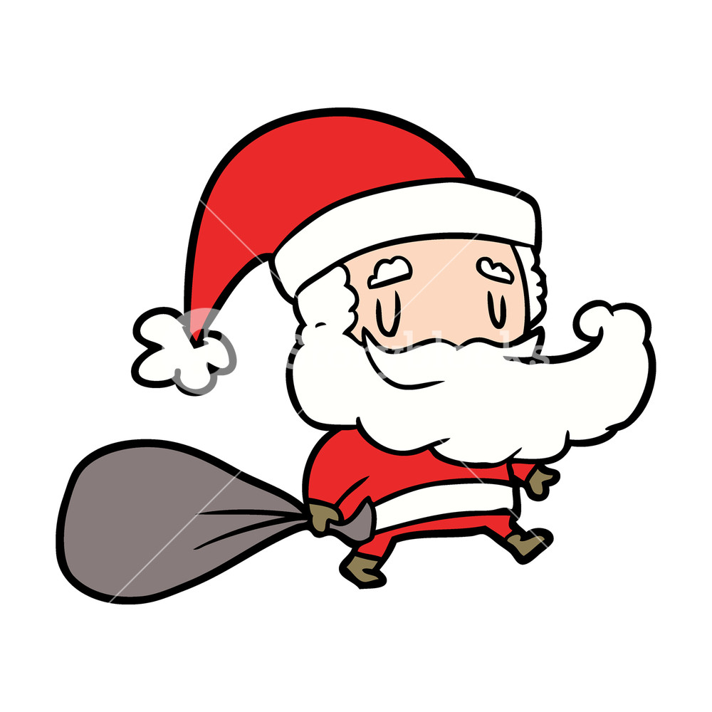 1000x1000 Cartoon Santa Claus Carrying Sack Of Presents Royalty Free Stock