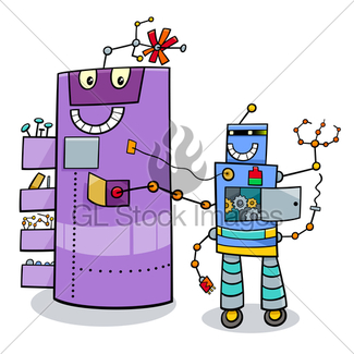 325x325 Cute Retro Robots Set Isolated On White ( Blue Gl Stock Images
