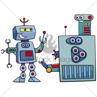 325x325 Big Cartoon Robot Soldier With Gun Gl Stock Images