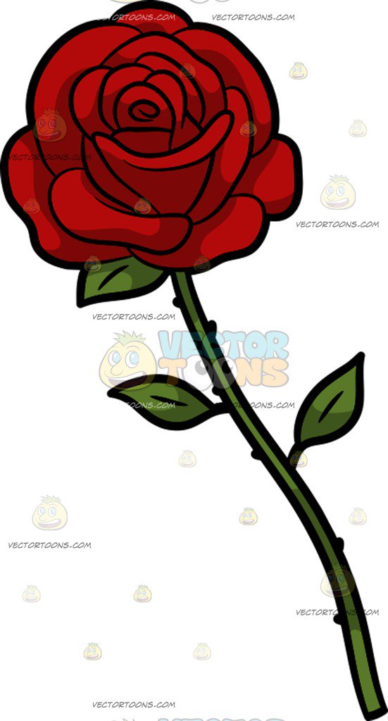 551x1024 A Single Rose Cartoon Clipart